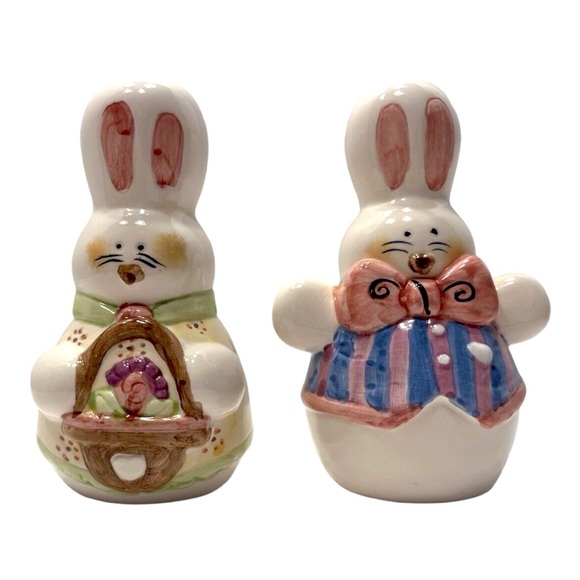 Vintage Kurt S Adler Ceramic White Easter Bunny Rabbits Salt & Pepper Shaker Set - Picture 6 of 13